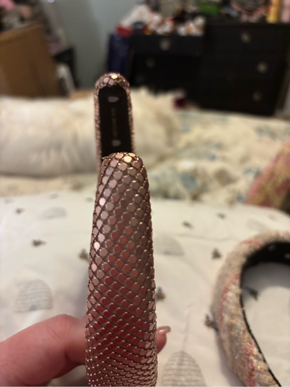Ooak Lele Sadoughi Rose Gold Mesh Padded Alice Headband - Picture 4 of 6